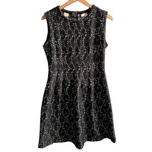 Anthropologie Meadow Rue Black Lace Overlay Fit and Flare Dress Size Large
